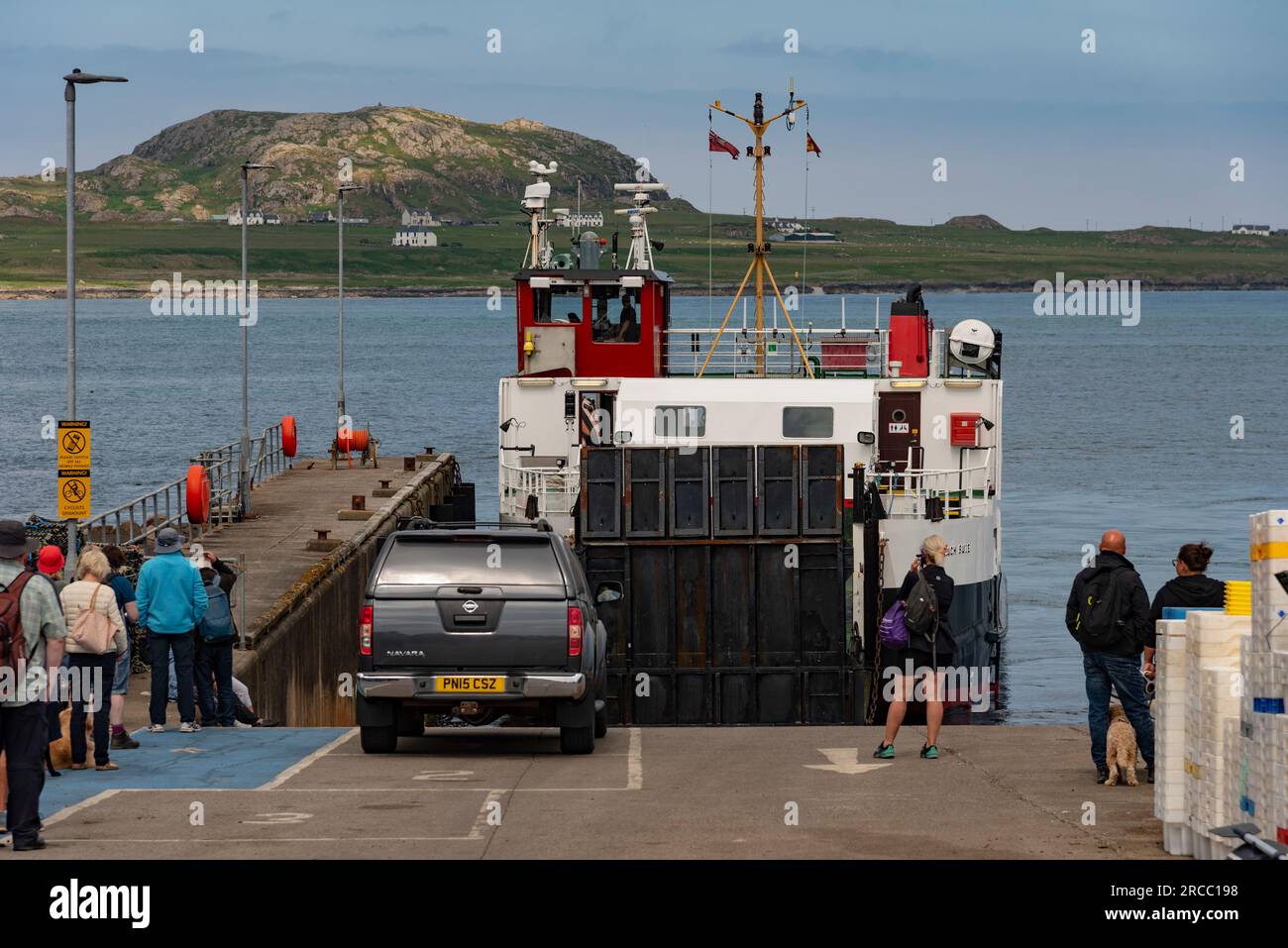 Fionnphort, Isle of Mull, Scotland, UK, 6 June 2023. The CalMac ferry  in Fionnphort,  passengers waiting to board for the crossing to Isle of Iona Stock Photo