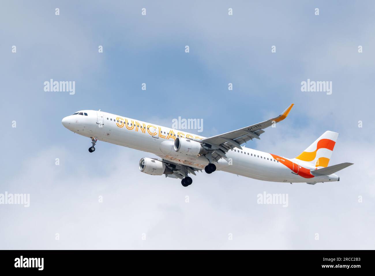 Antalya Turkey 04.22.2023: Sunclass airlines plane takes off from Antalya terminal. Stock Photo