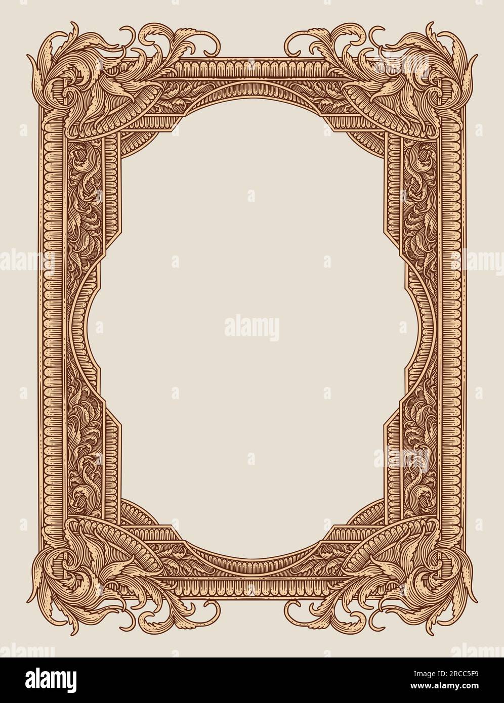antique gold frame engraving vector illustration Stock Vector Image & Art Alamy
