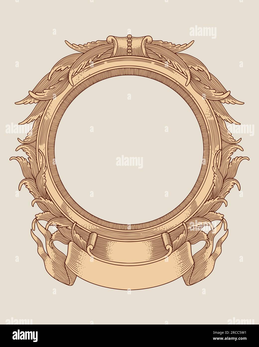 antique gold frame engraving vector illustration Stock Vector Image ...