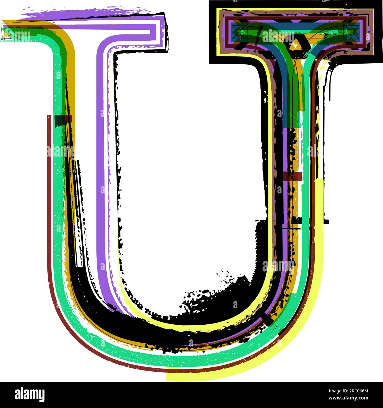 art sketched fonts uppercase symbols vector illustration letter U