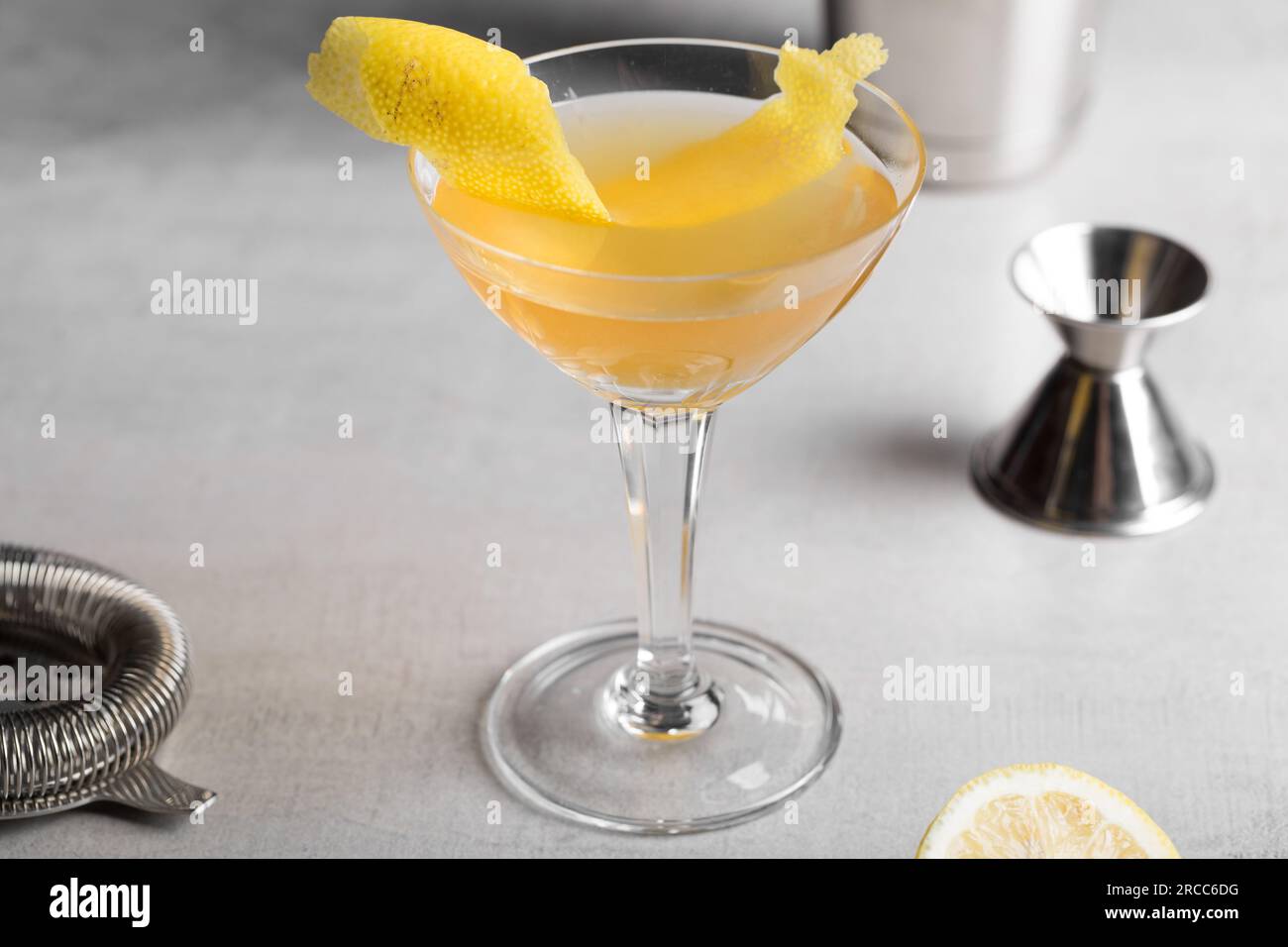 Sidecar Cocktail alcoholic brandy, triple sec liqueur, fresh lemon