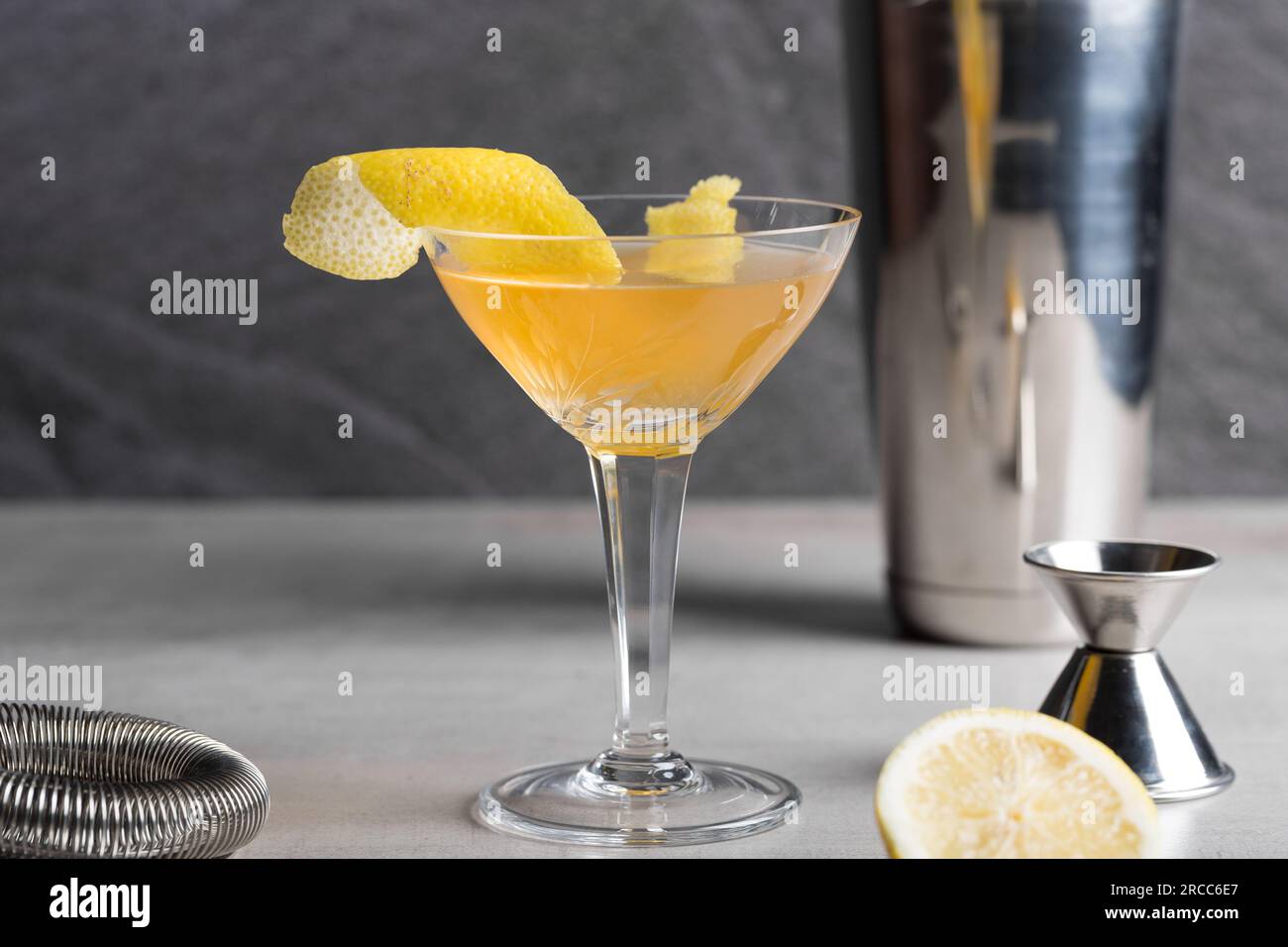 Sidecar Cocktail alcoholic brandy, triple sec liqueur, fresh lemon