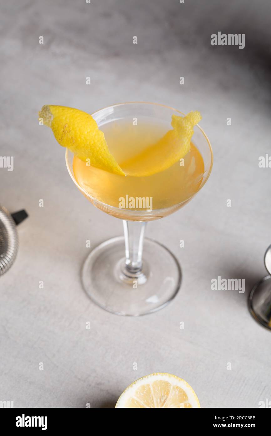 Sidecar Cocktail alcoholic brandy, triple sec liqueur, fresh lemon