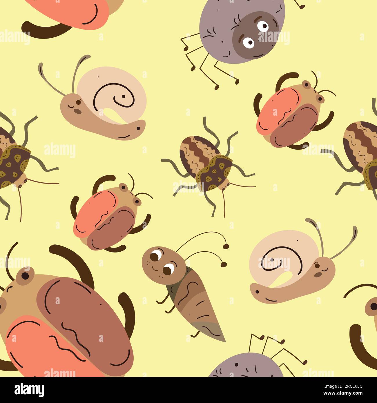 Seamless pattern background with insect sketch characters Vector Stock Vector