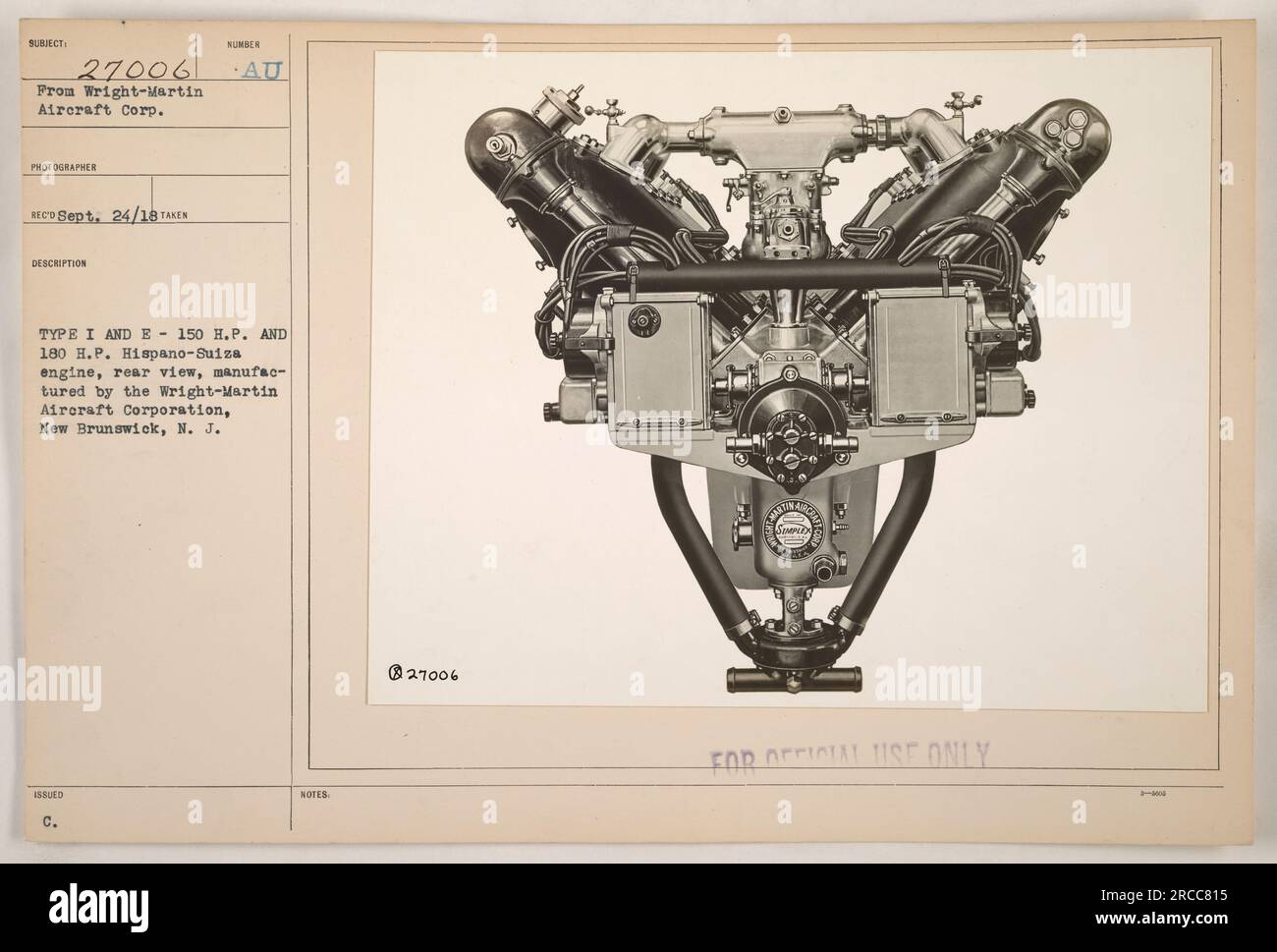 Martin Model R 3 View A rear view of a Wright-Martin Aircraft Corp. manufactured aircraft ...