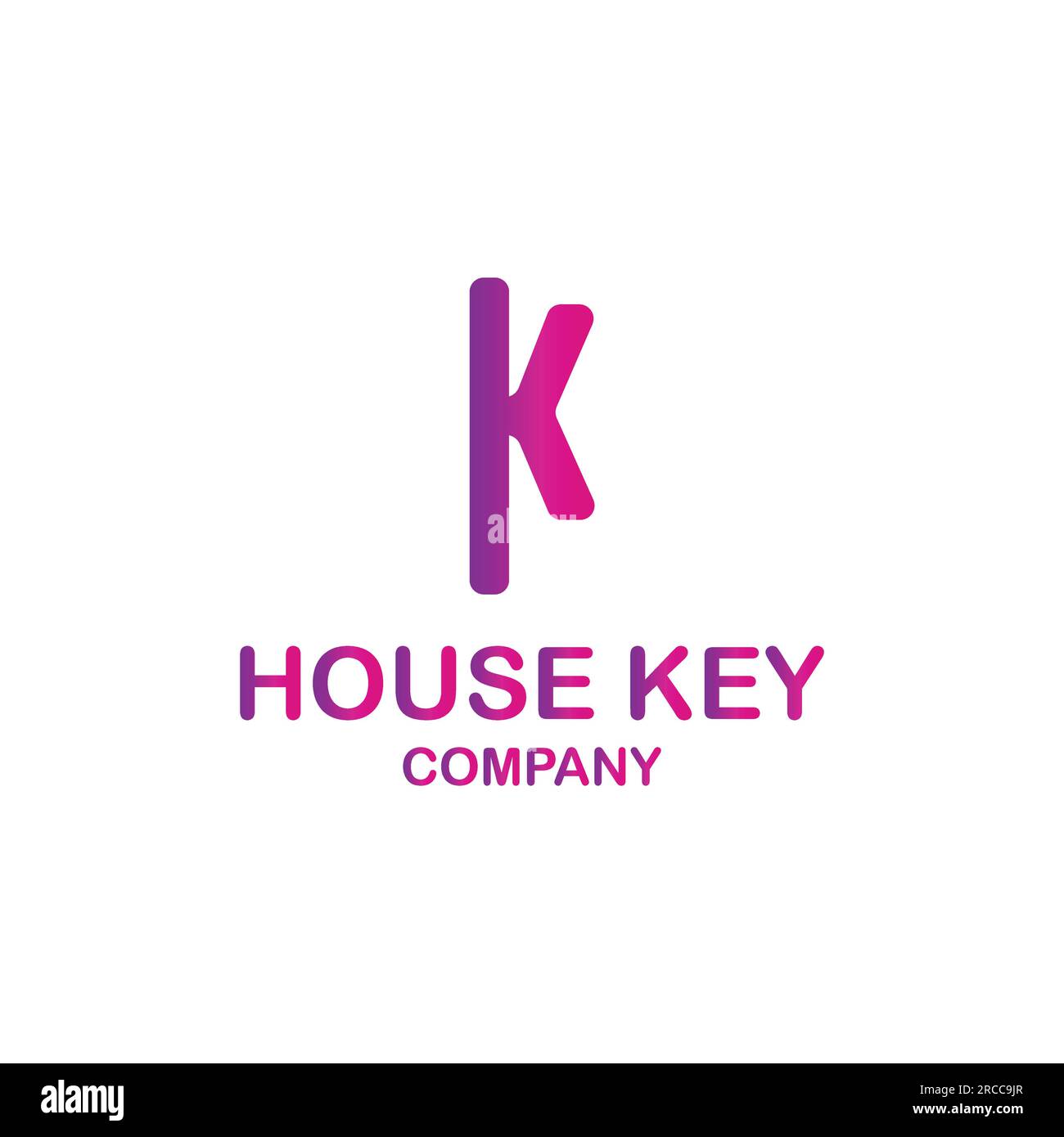 Key logo and letters in purple gradient color. Stock Vector
