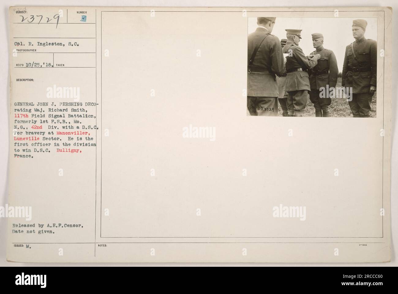 Cpl. R. Ingleston, S.C., took a photograph of General John J. Pershing ...