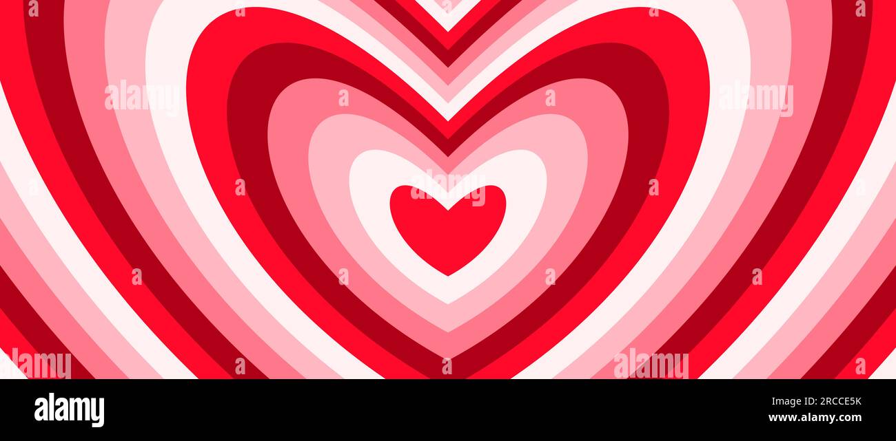 Heart-shaped concentric stripes vector background. Girlish