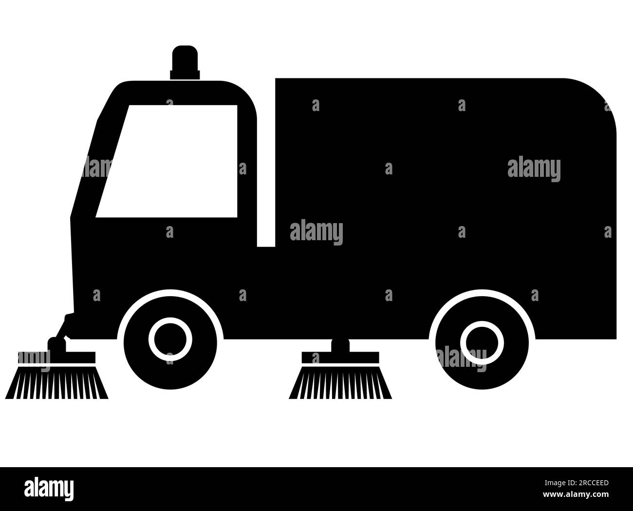 Vehicle cleaning streets with brushes. Sweeper icon. Car vacuum cleaner