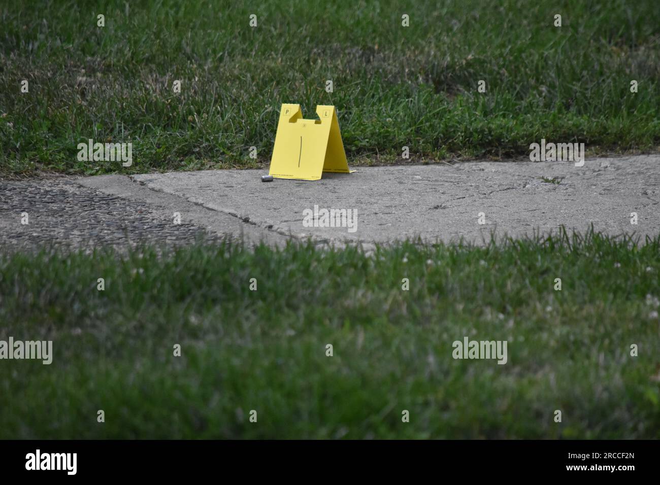 Elmwood Park, United States. 13th July, 2023. Evidence marker and shell