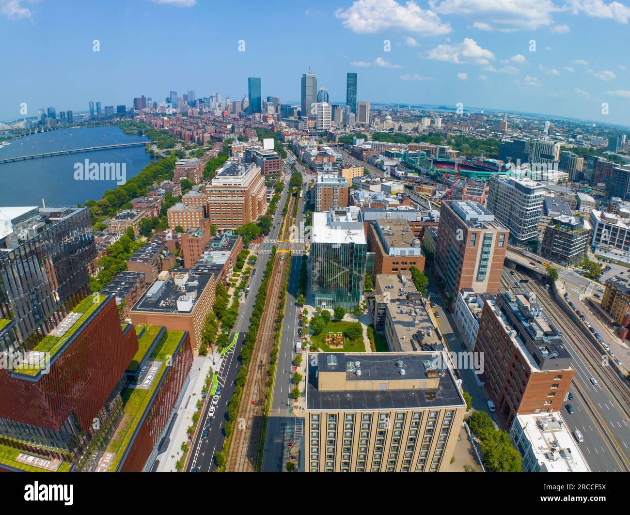 Boston Back Bay modern city skyline including John Hancock Tower