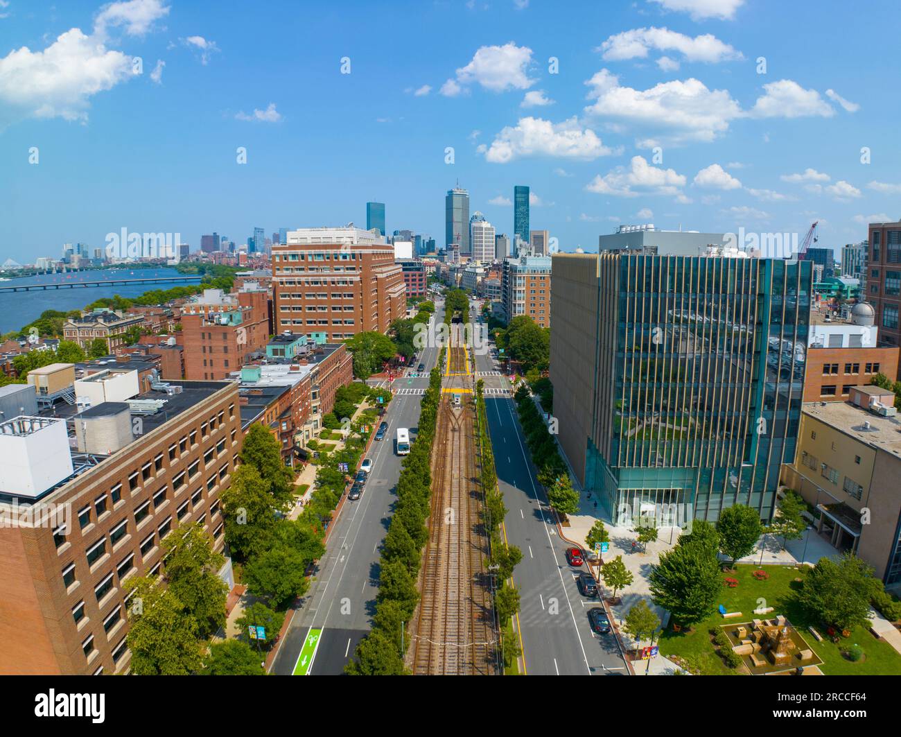 Boston Back Bay modern city skyline including John Hancock Tower