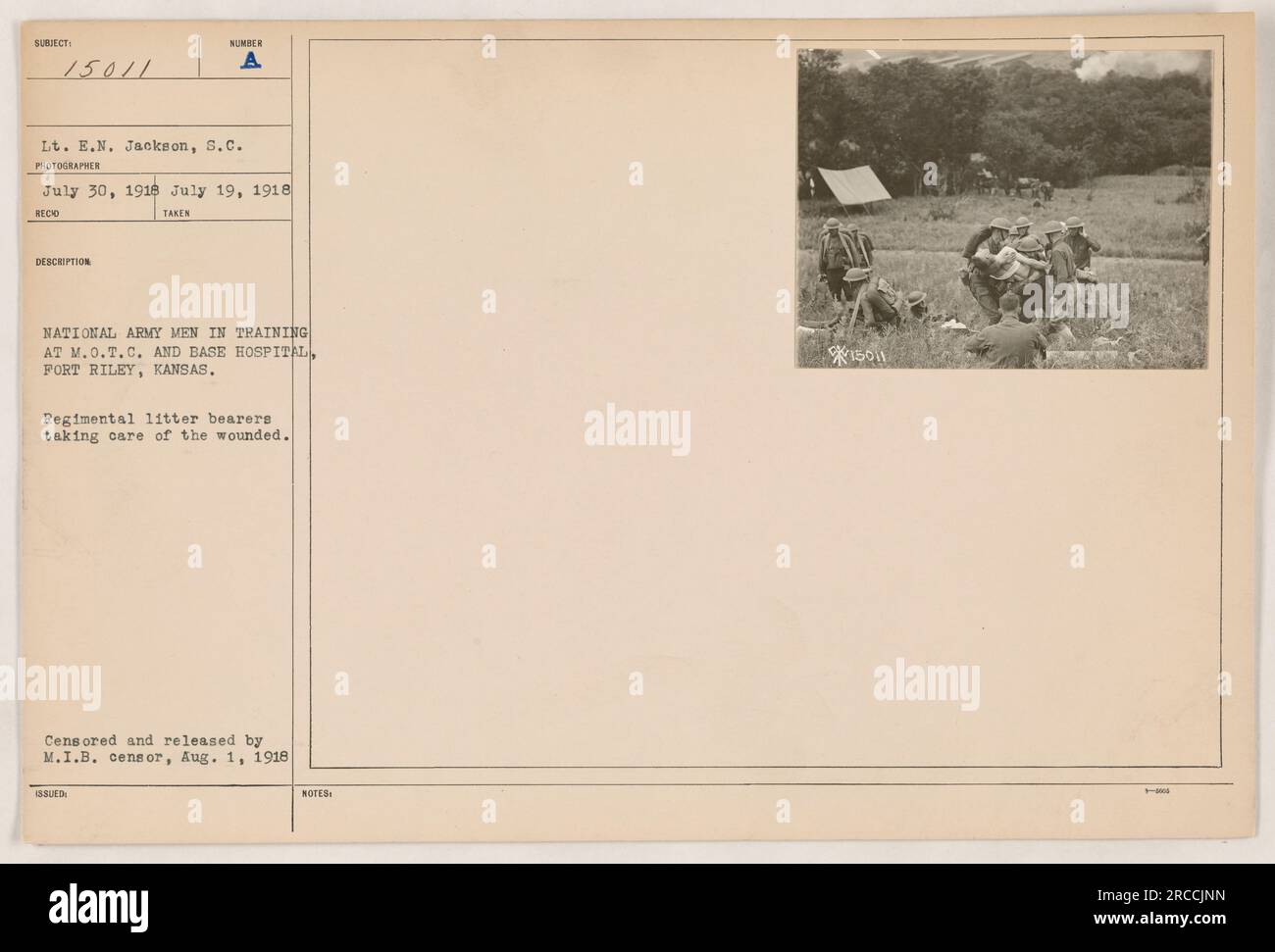 Regimental litter bearers attending to wounded soldiers at Fort Riley