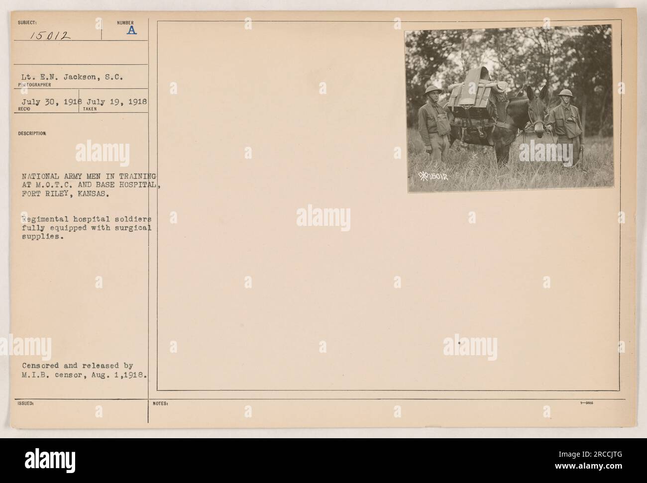 Lt. E.N. Jackson, S.C. and National Army men in training at M.O.T.C ...