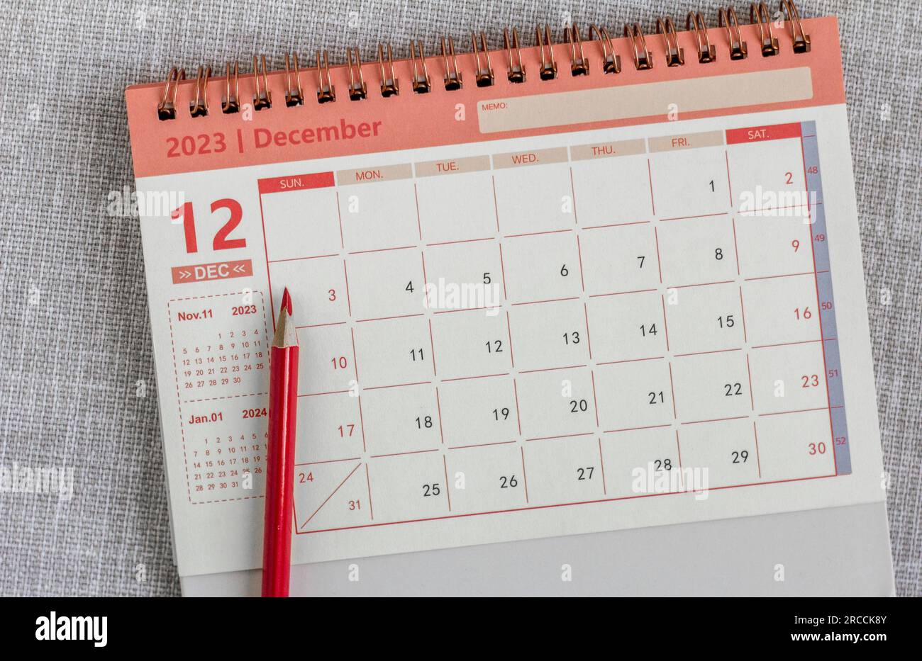 Desktop calendar for December 2023 .Calendar for planning every day