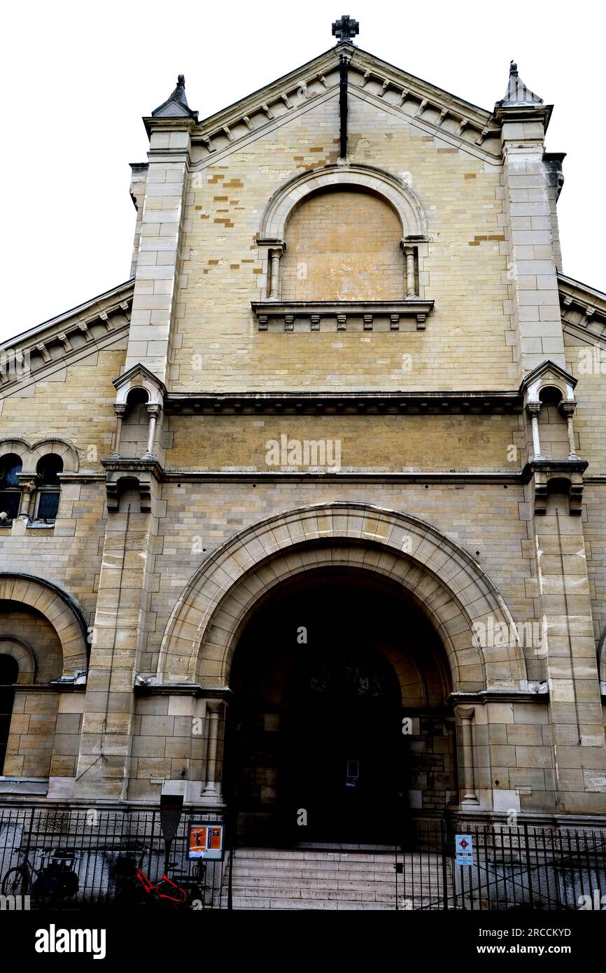 Exterior of Eglise Notre Dame Du Travail in the Montparnasse district in Paris France Stock Photo