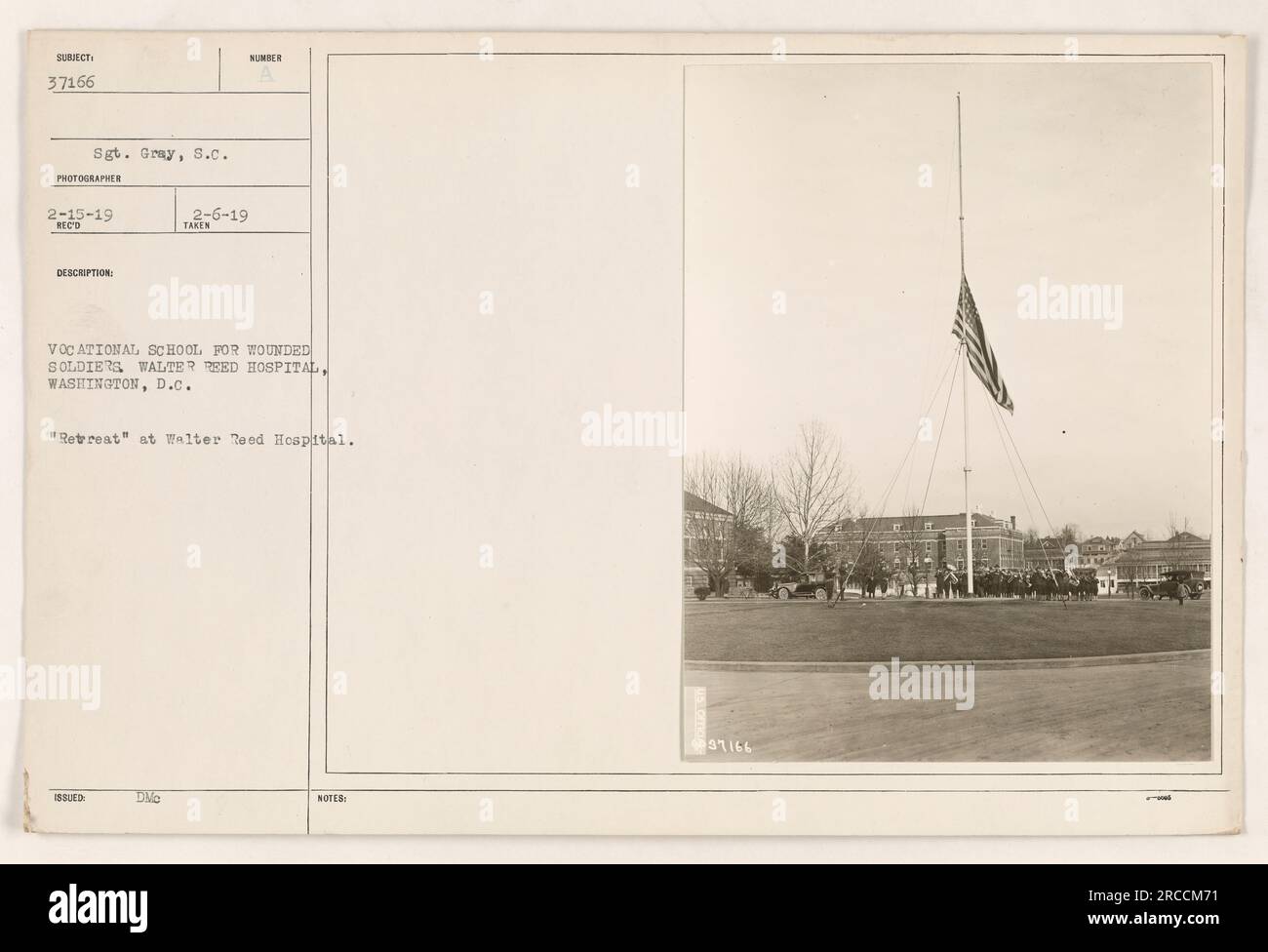 Soldiers participating in a retreat ceremony at Walter Reed Hospital's