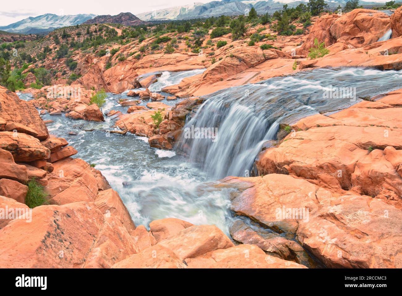 Gunlock Falls State Park Reservoir waterfall views, Utah by St