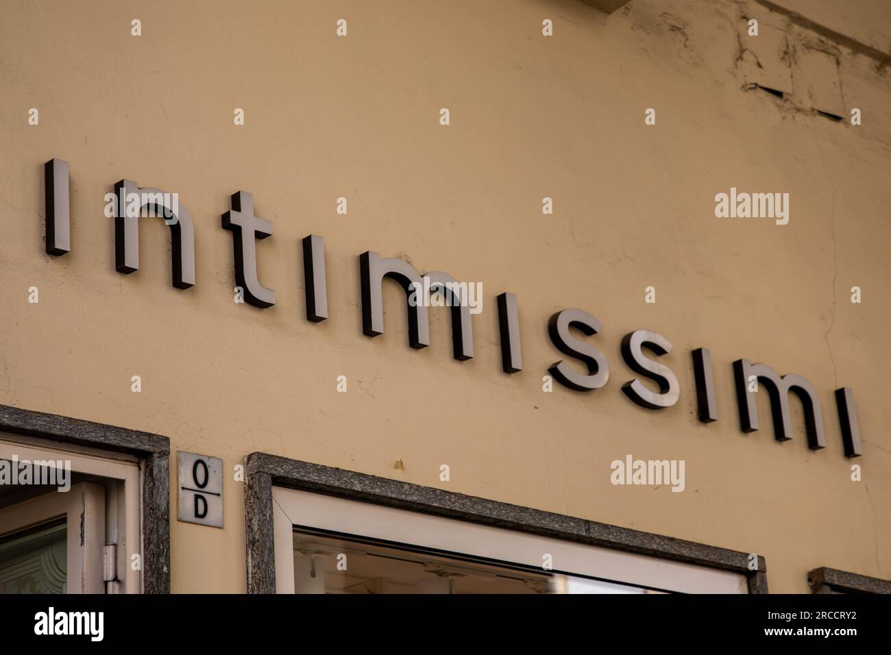 Milan , Italy - 07 10 2023 : intimissimi shop wall logo brand and