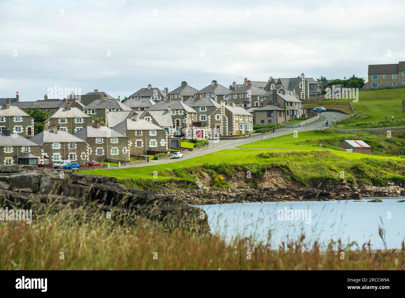 Lerwick Shetland the capital of the Shetland Islands, Imags of the town hall and harbour from Fort Charlotte. Stock Photo