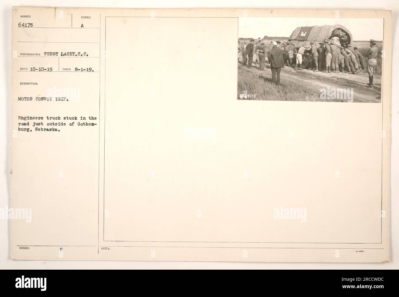 Engineers truck stuck in the road just outside of Gothenburg, Nebraska