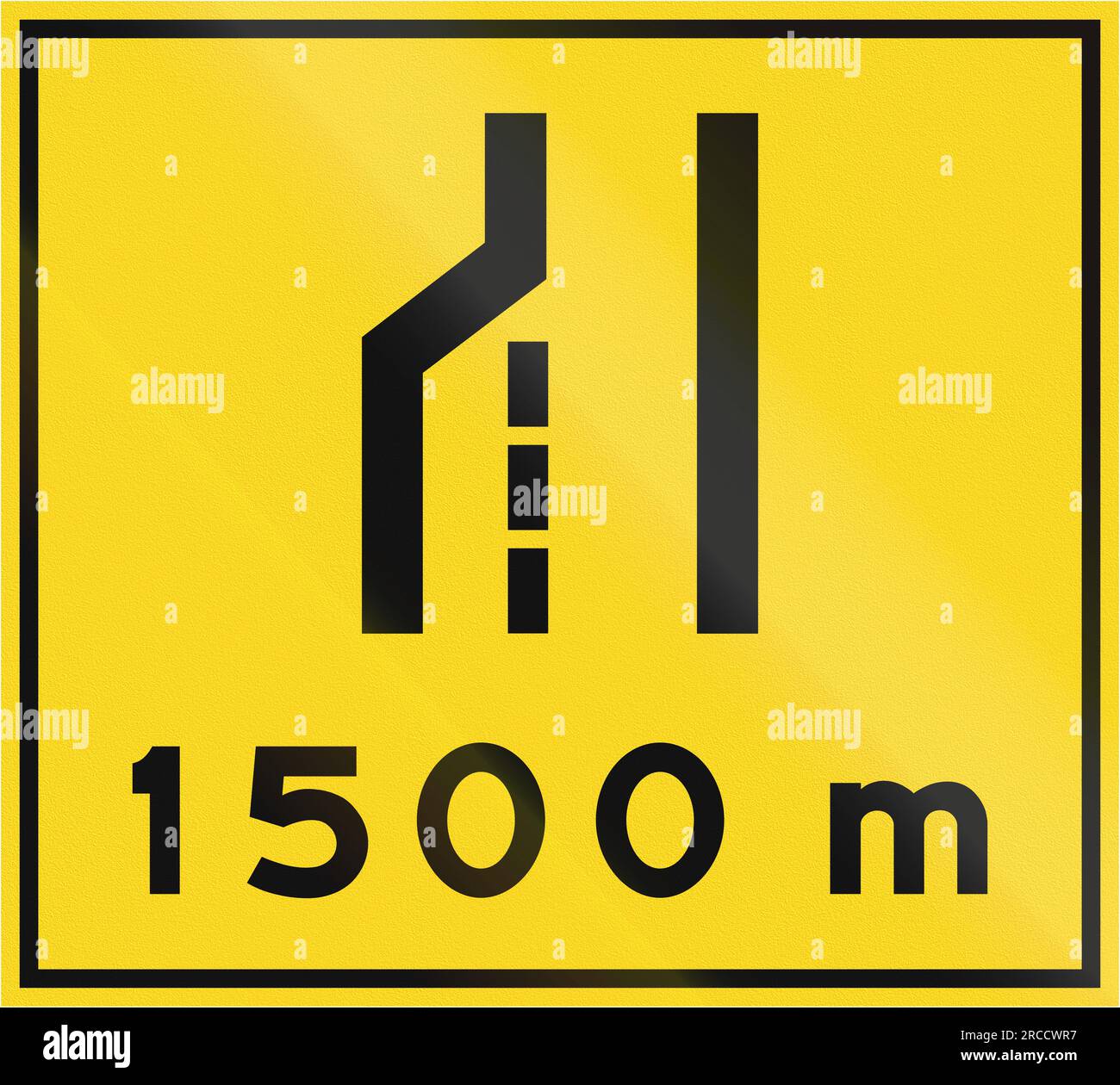 Canadian road warning sign Left lane ends or road narrows from the