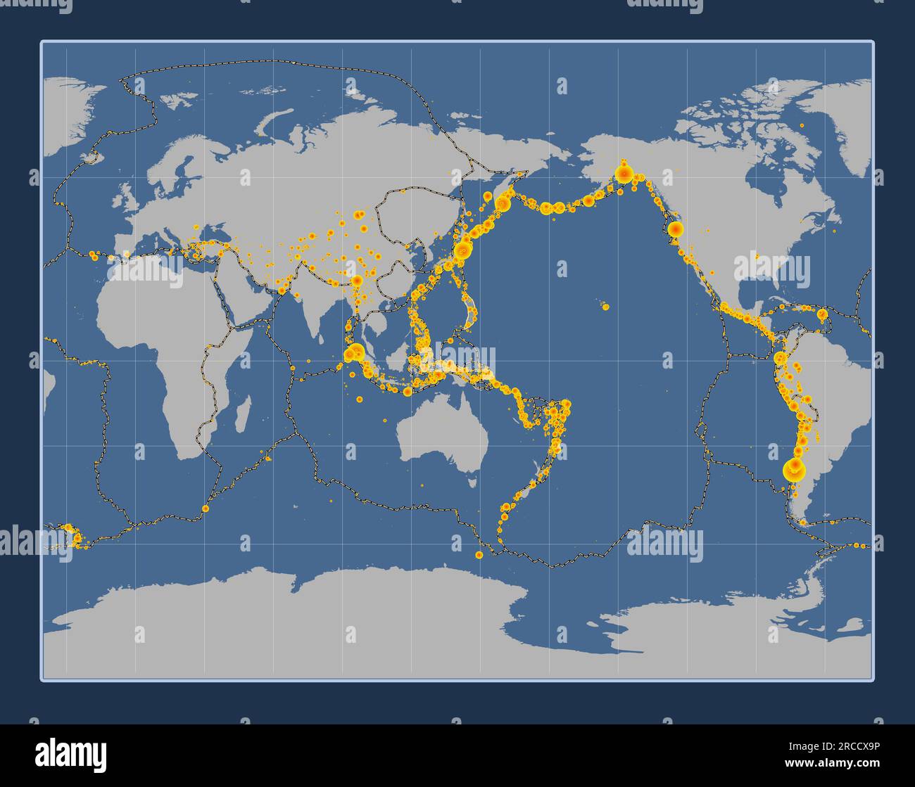 Shape of the Mariana tectonic plate on the solid contour map in the