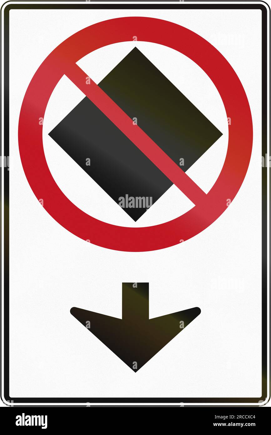 Road sign in Canada Dangerous Goods Vehicles Prohibited On This Lane