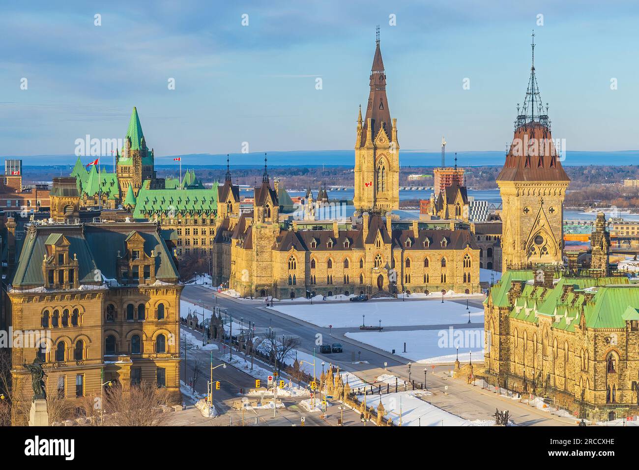 Downtown Ottawa city skyline, cityscape of Ontario Canada from top view