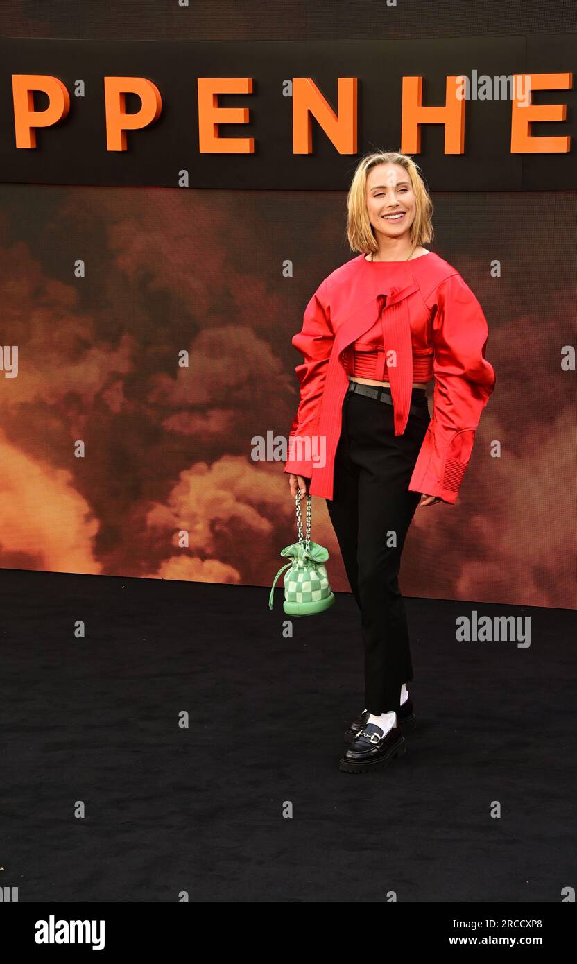 London, UK. 13th July, 2023. Julia Hardy attends the Oppenheimer - UK Premiere at ODEON Luxe, Leicester Square, London, UK. Credit: See Li/Picture Capital/Alamy Live News Stock Photo