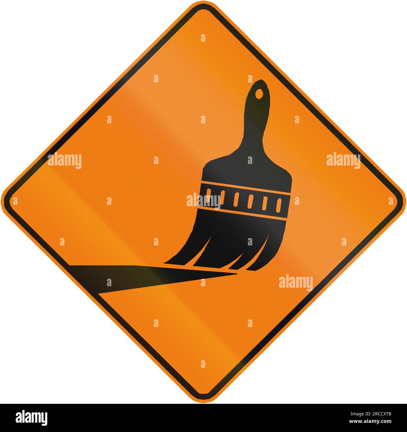 Temporary/Works road sign in Quebec, Canada - Road marking Stock Photo ...