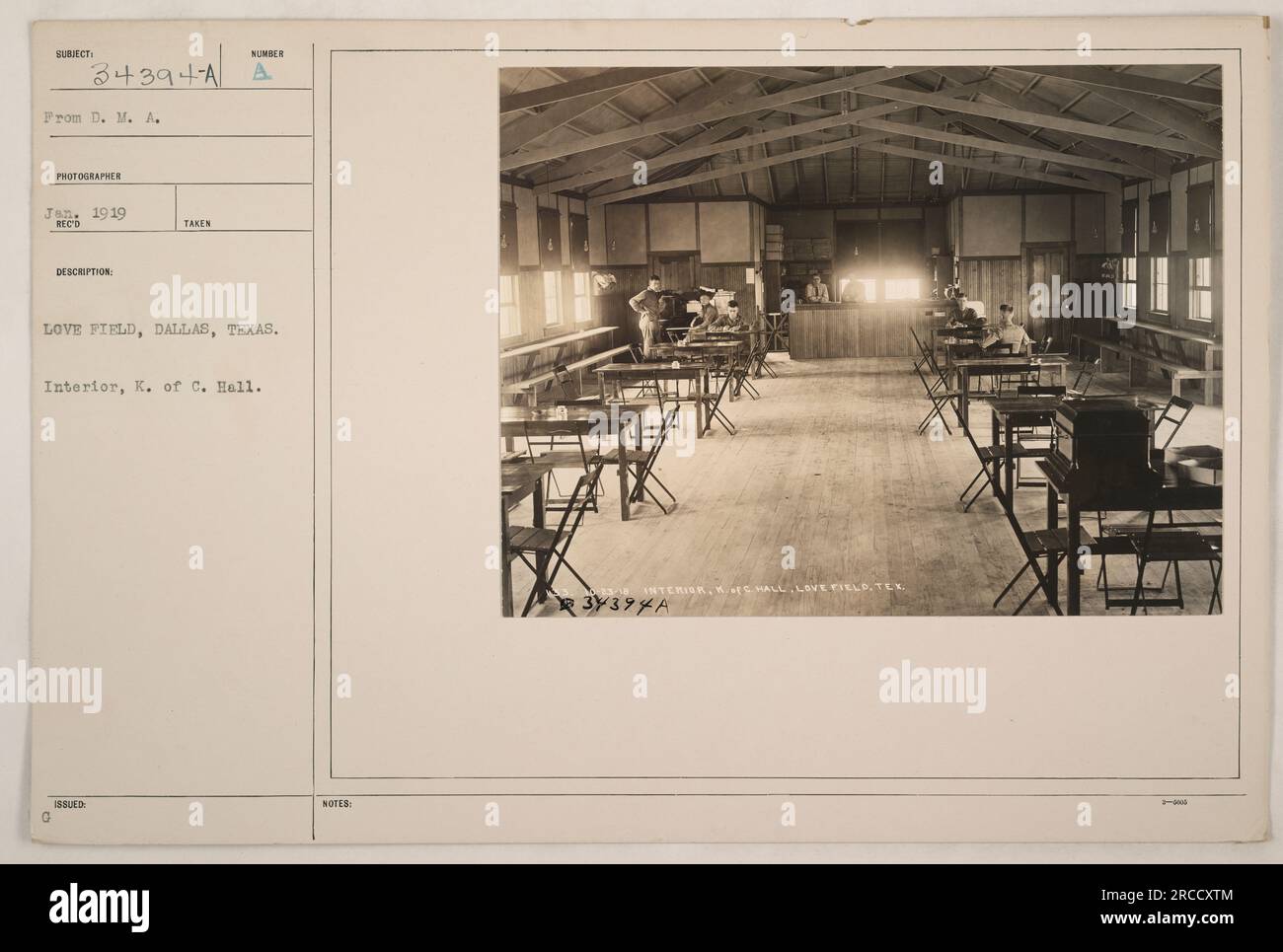 Interior of the K. of C. Hall at Love Field, Dallas, Texas, taken in