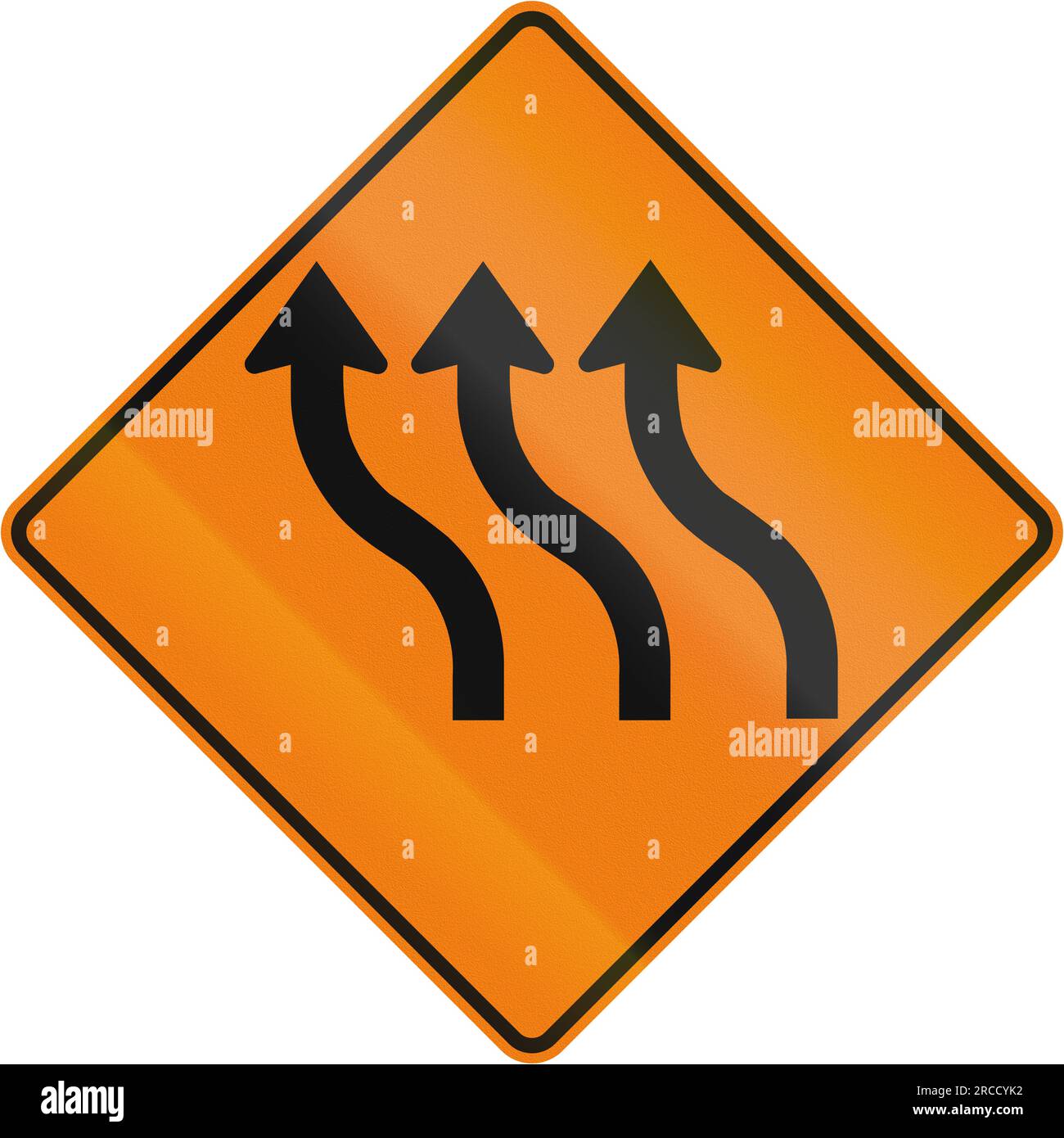 Canadian road warning sign Three lane reverse curve. This sign is