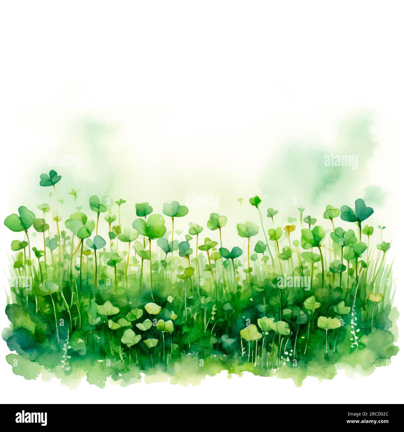 Green grass watercolor illustration. Lush grass close up meadow element ...