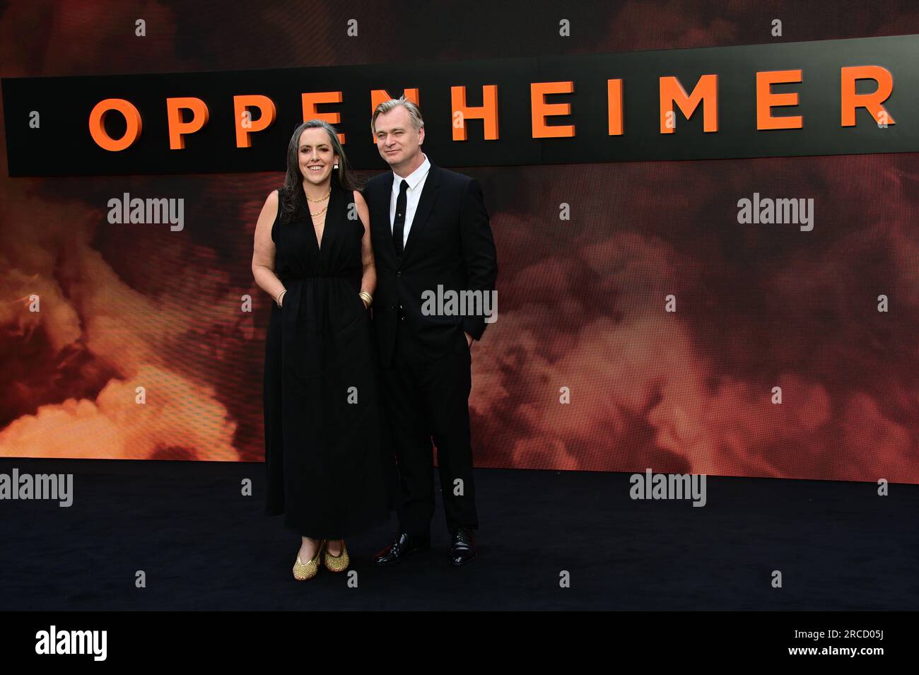 London, UK. 13th July, 2023. Christopher Nolan and Emma Thomas attends Oppenheimer - UK Premiere at ODEON Luxe, Leicester Square, London, UK. Credit: See Li/Picture Capital/Alamy Live News Stock Photo