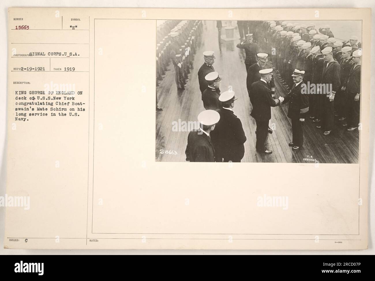 King of England congratulates Chief Bosun's Mate Schirm on his