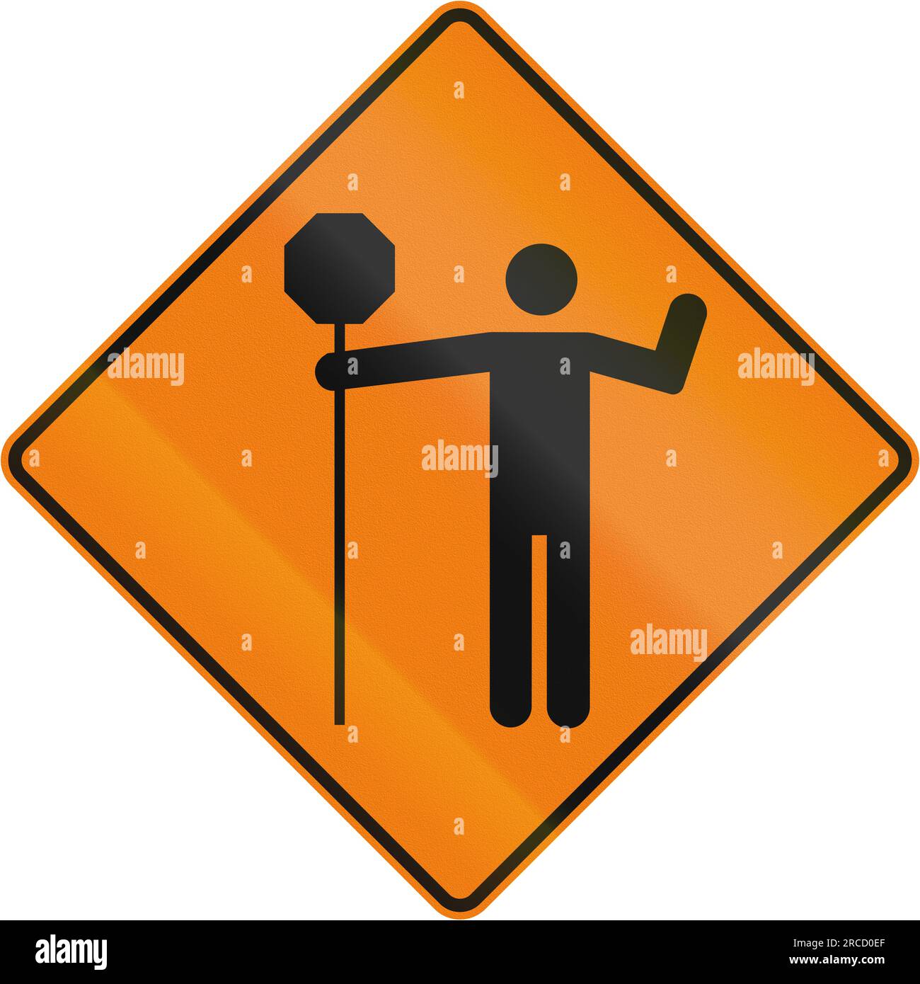 Canadian temporary traffic sign traffic control person ahead. This