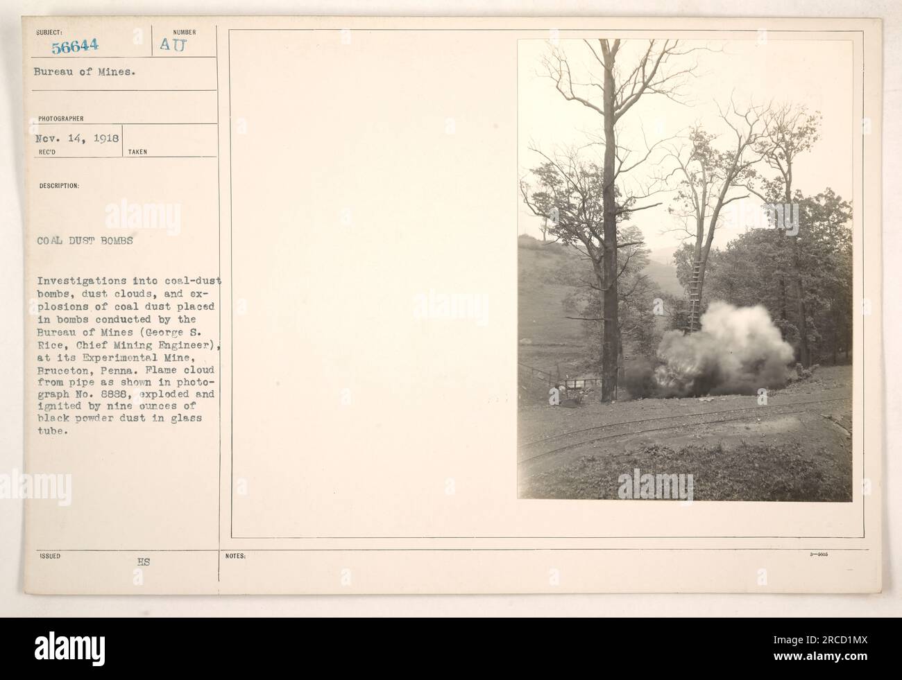 George S Rice Engineer In this photograph, taken on November 14, 1918, at the Bureau of Mines ...