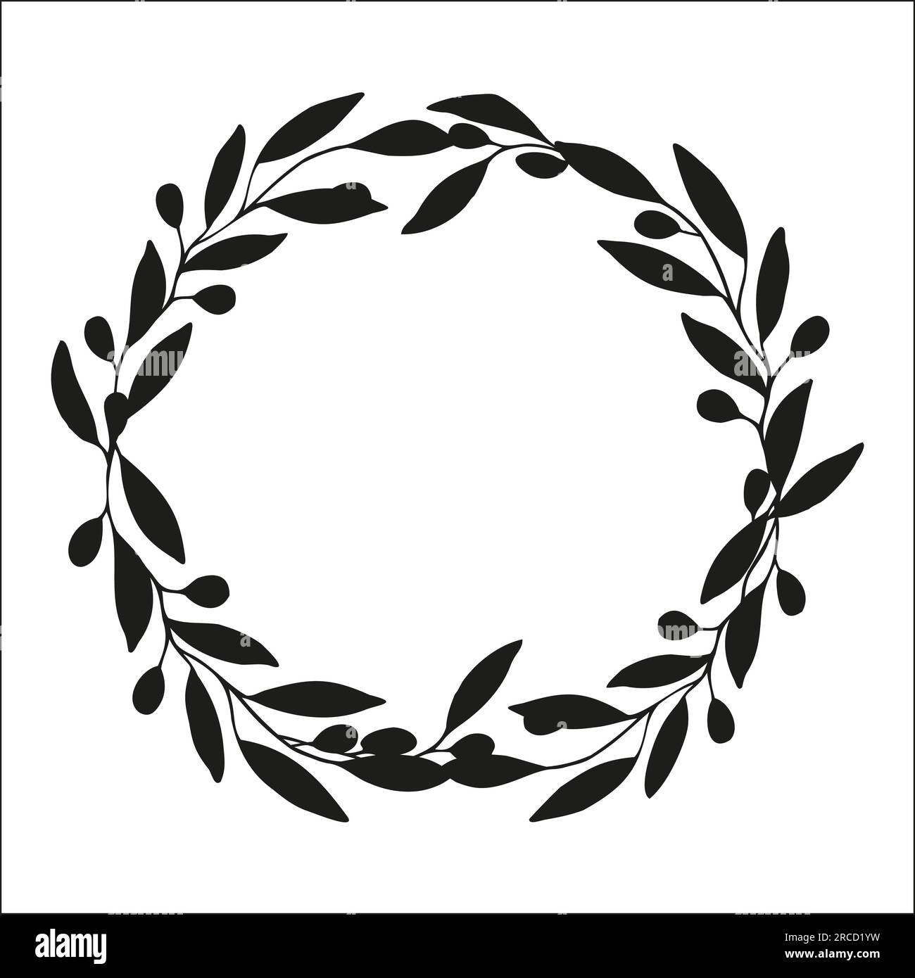 Circle wreath frame of olive branches and berries Stock Vector Image ...
