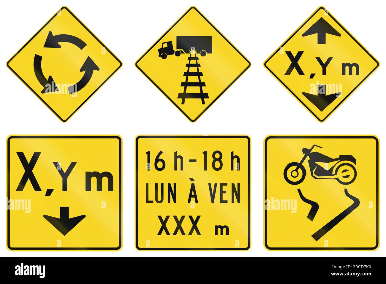 Traffic Circle Ahead In Canada Stock Photo Alamy