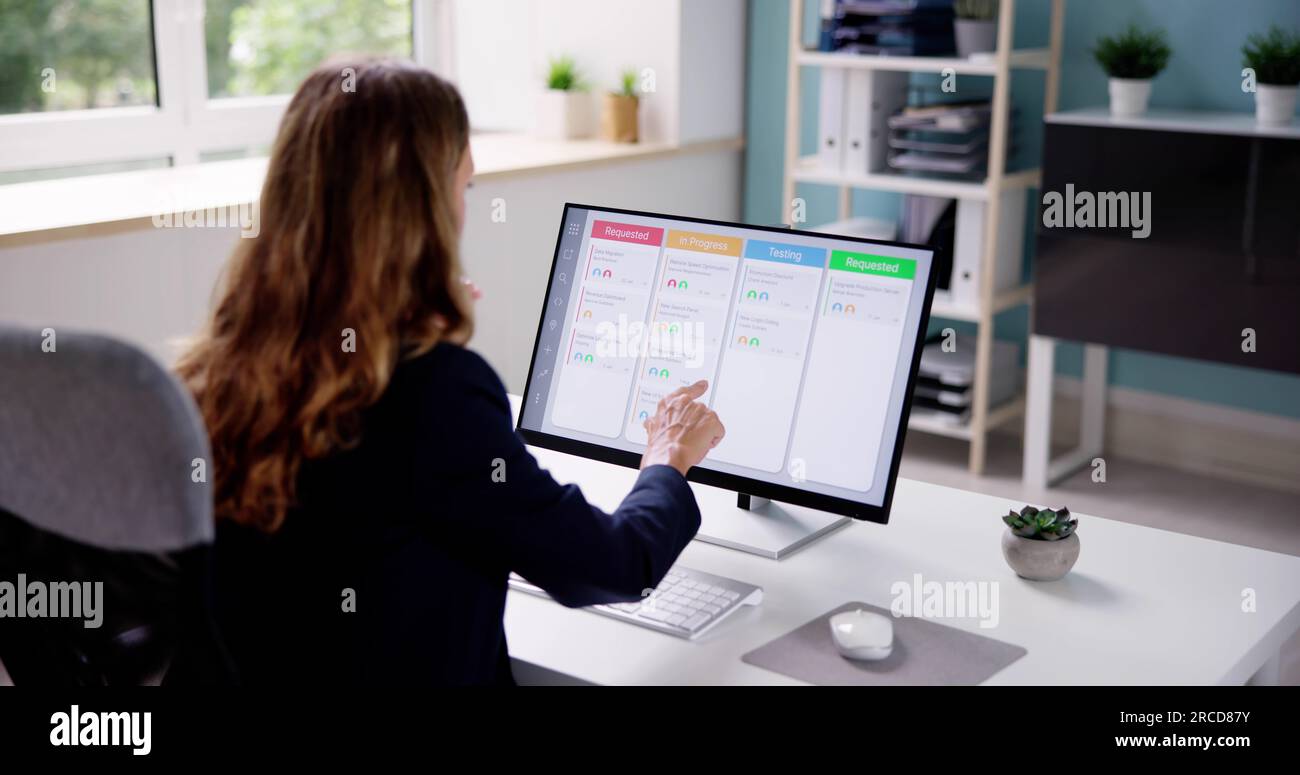 Kanban Scrum Schedule Board Plan App On Screen Stock Photo