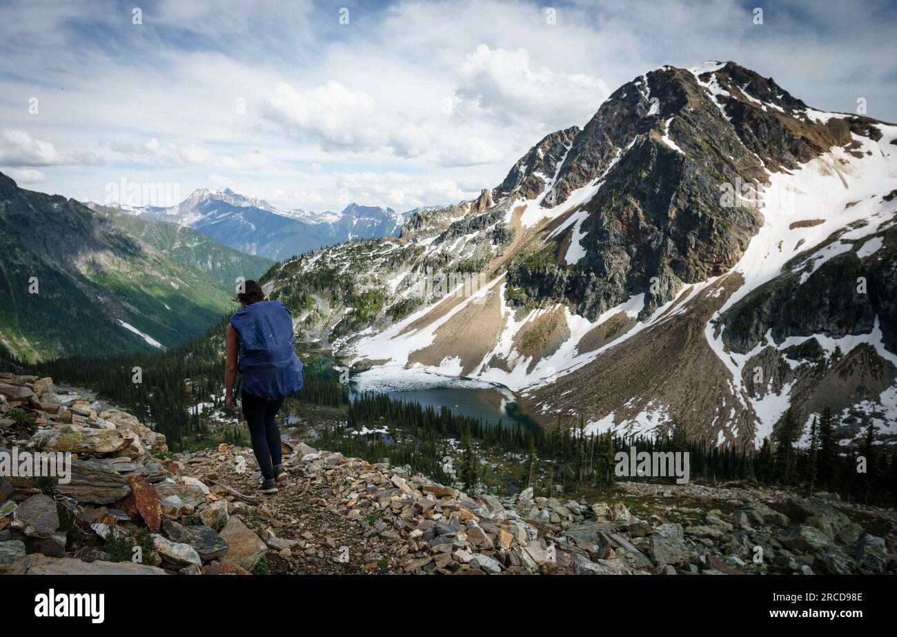 Female hiker mountain lake hi-res stock photography and images - Alamy