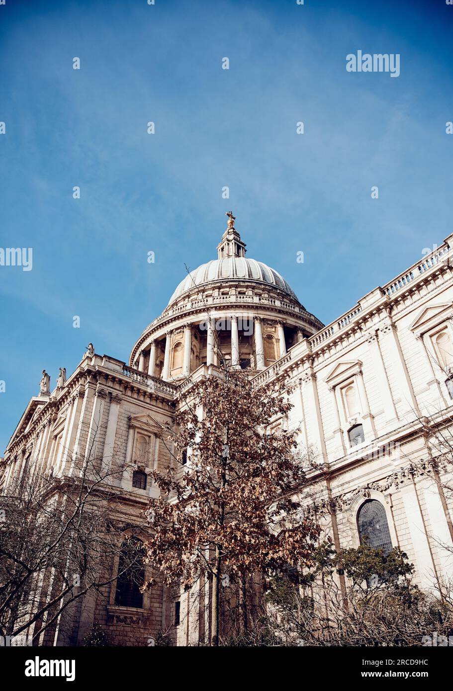 St Pauls Cathedral against blue sky Stock Photo