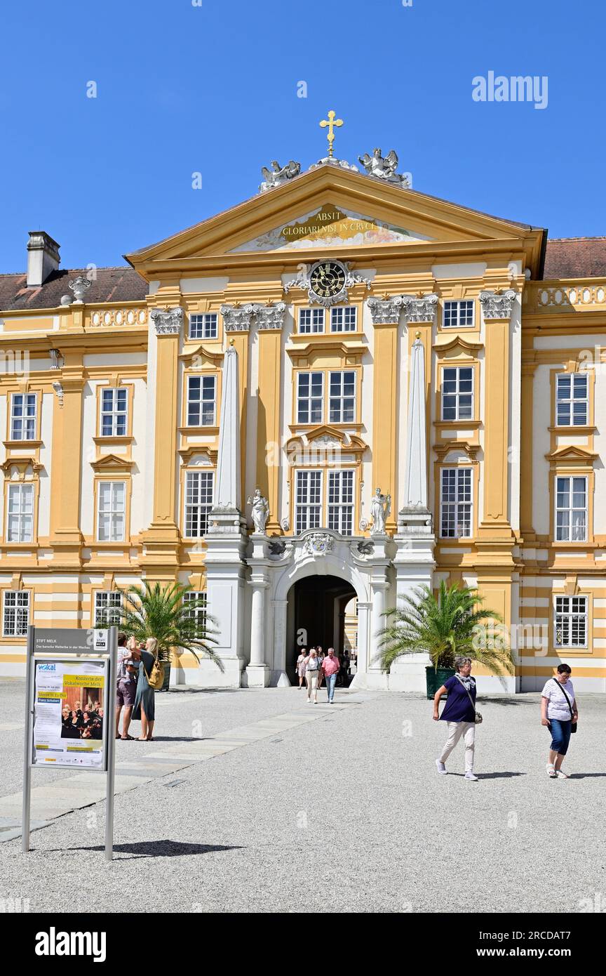 Melk, Wachau, Lower Austria, Austria. July 06, 2023.  East facade in Melk Abbey Stock Photo