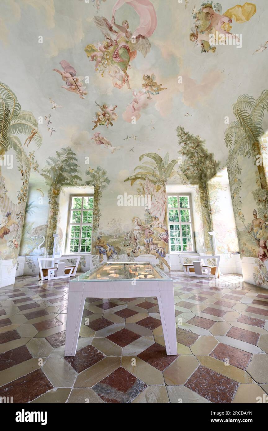 Melk, Wachau, Lower Austria, Austria. July 06, 2023. Garden pavilion in Melk Abbey Stock Photo