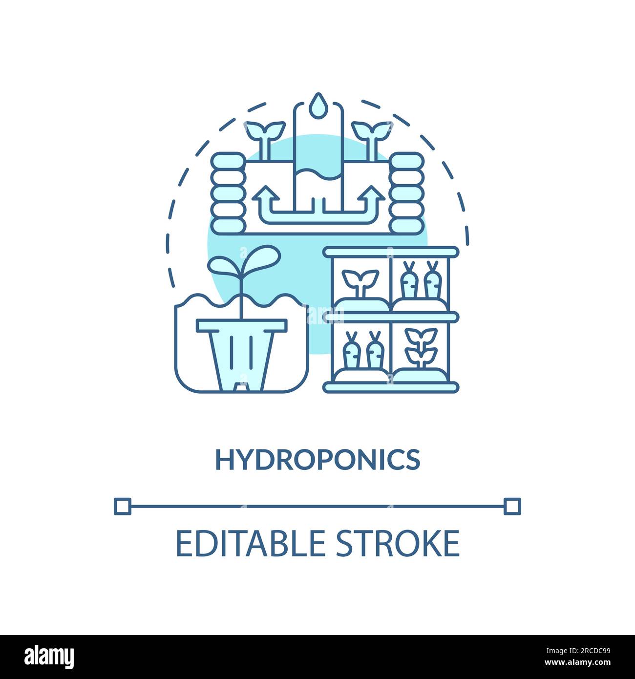 Linear customizable hydroponics icon concept Stock Vector