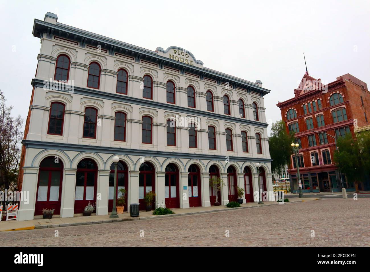 Los Angeles, California: Pico House, the historic buildings at El Pueblo de Los Angeles Stock Photo