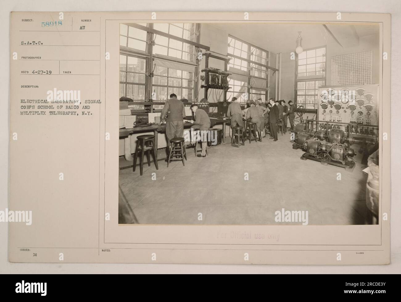 Electrical laboratory at the Signal Corps School of Radio and Multiplex