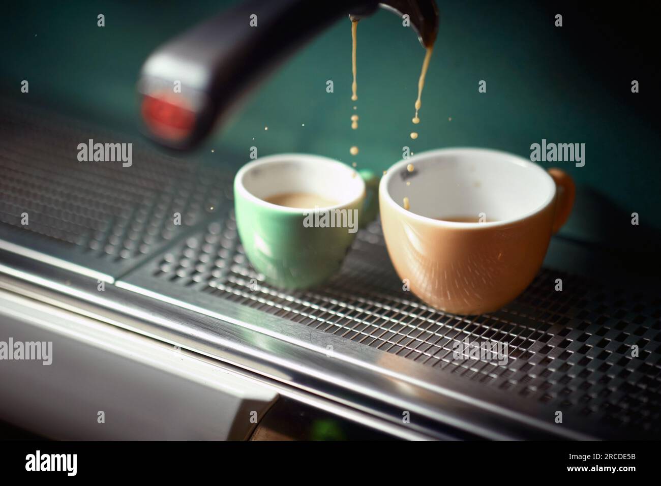 Close up of making big and small espresso Stock Photo